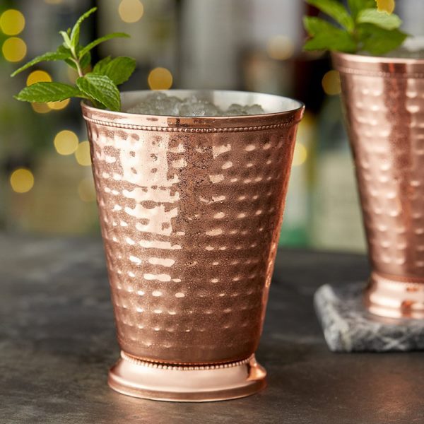不锈钢薄荷朱丽普杯金属锤点鸡尾酒杯卷边莫吉托杯Mint Julep Cup