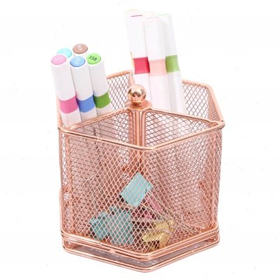 桌面旋转笔筒 多功能文具整理收纳 六角创意网格笔架