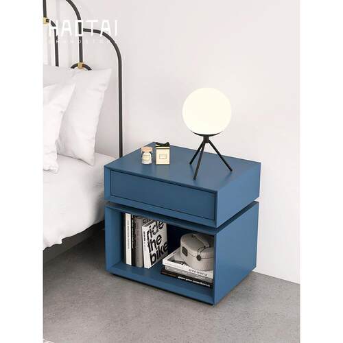 彩绘床头柜可旋转意大利极简三抽屉侧柜设计师收纳现代轻奢客厅收