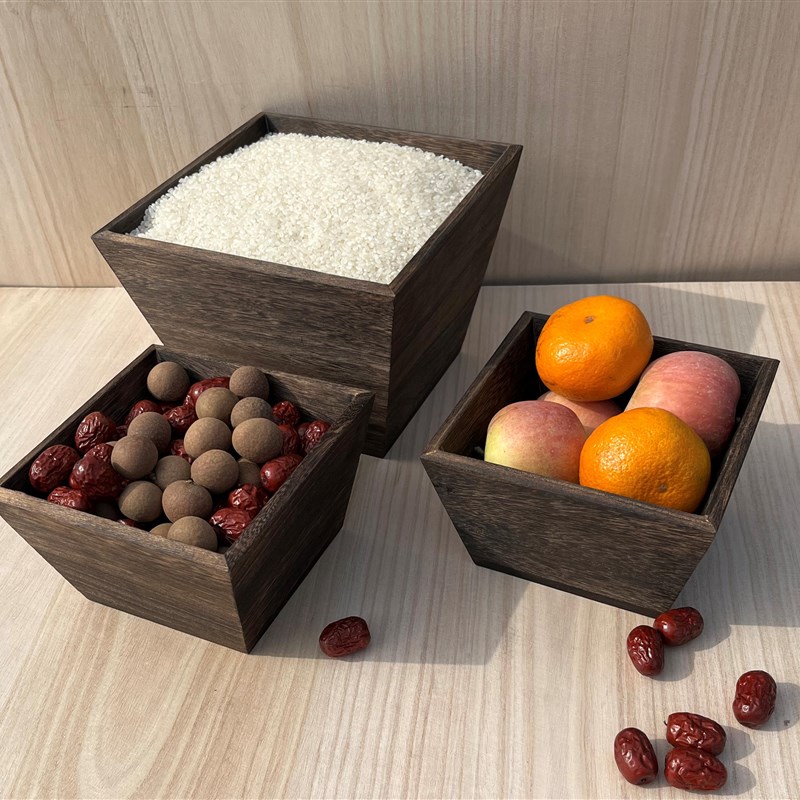 老式升子四方实木斗升日进斗金家用客厅摆件开业礼品装米斗小木斗