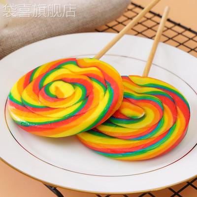 金稻谷七彩棒棒糖彩虹色超大号旋转风车糖波板糖网红爆款糖果耐吃