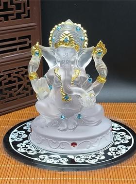 泰国象神摆件琉璃招财东南亚风格桌面摆设工艺品龙婆洪中控台装饰