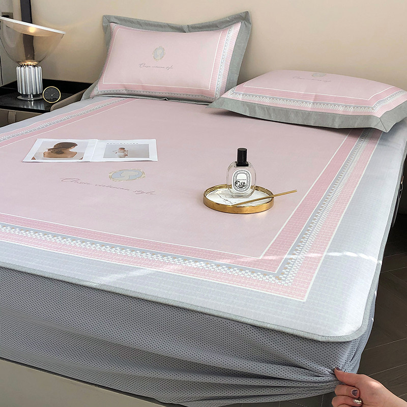 高端夏季冰丝席三件套可水洗机洗空调席折叠床单床笠款席子夏天