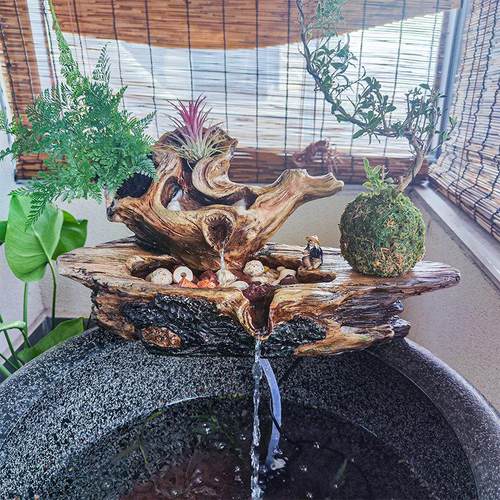 生态缸摆件古法鱼缸流水摆件彷枯木造景过滤器循环流水增氧净水