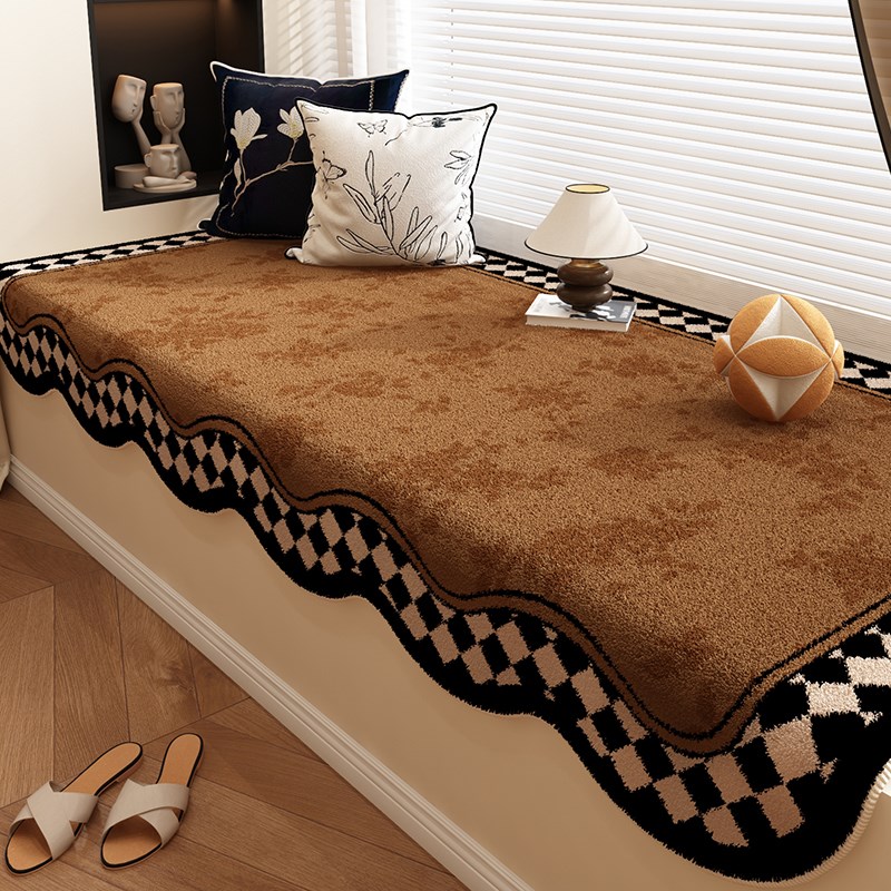 高级感中古风轻h奢飘窗垫四季通用房间阳台窗台垫子卧室床边毯新