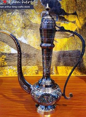 巴基斯坦铜雕手工艺品装饰壶纳福摆件客厅玄关博古架酒店书房异域