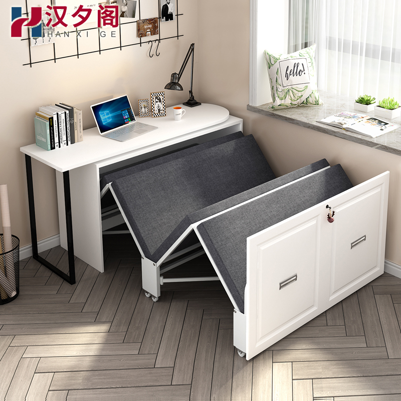 现代简约办公室午休折叠床书桌一体两用书房可伸缩单人床办公桌