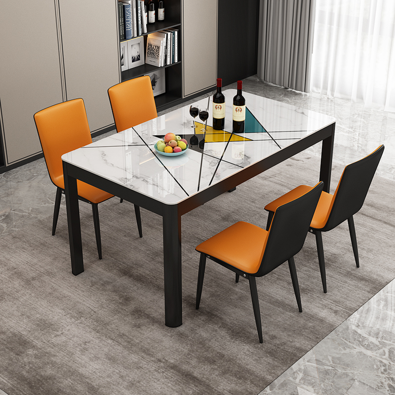 餐桌椅组合现代简约家用餐桌客厅小户型长方形钢化玻璃饭桌吃饭桌