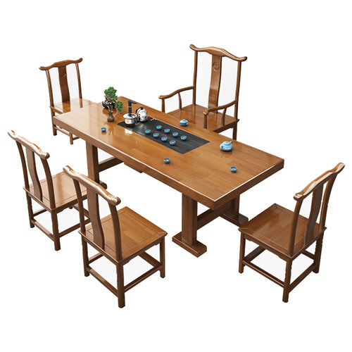 新中式实木大板茶桌椅组合办公喝茶桌客厅家用功夫茶几一体泡茶台
