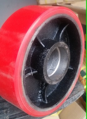 6寸8寸10寸12寸14寸16寸70mm厚定制钢芯包胶轮红色聚氨酯重型单轮