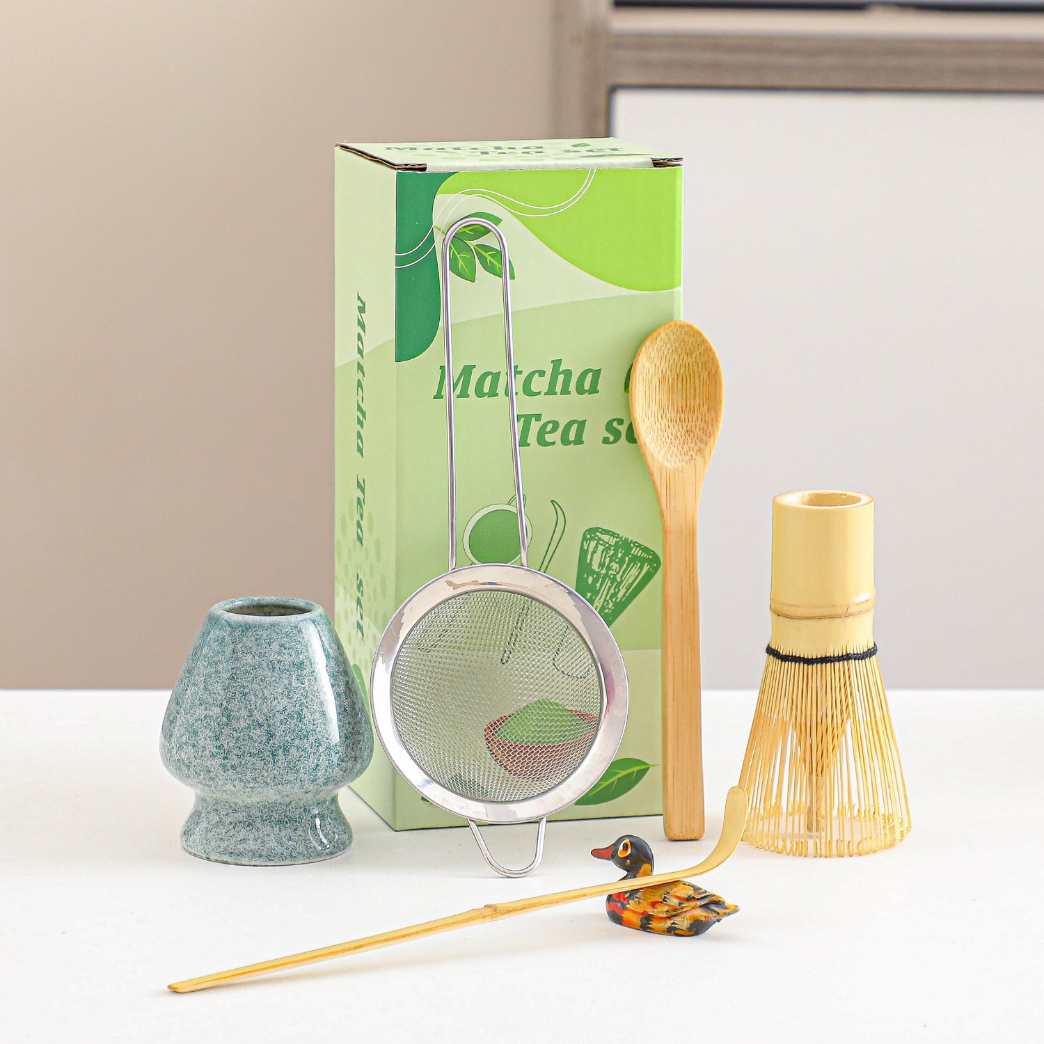 茶筅立百本立不锈钢漏勺茶拨架子抹茶工具配件Matcha tea set套装