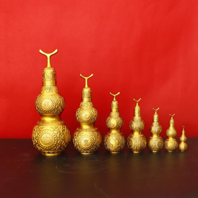 全铜开口铜葫芦镇宅八卦葫芦挂件开盖空心卧室家居装饰品福禄摆件