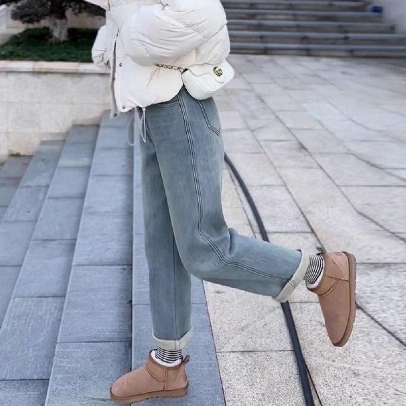 浅色高腰九分直筒窄版阔腿高腰牛仔裤B女夏装搭配小个子150xxs八