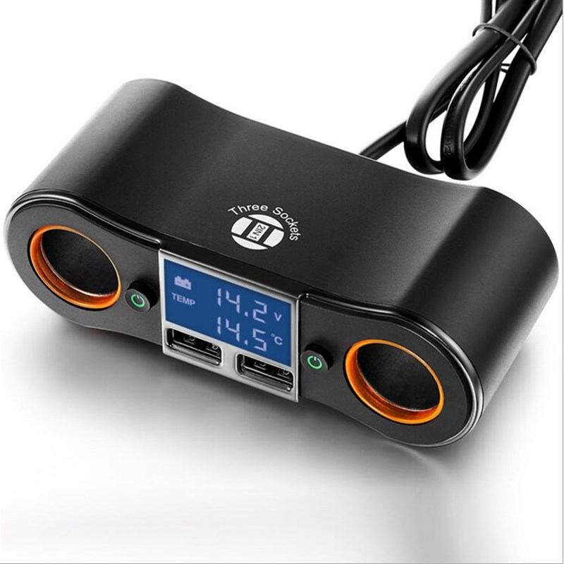 开关一拖二点烟器双usb 汽车充一分二转换插座车载充电器电压电流