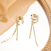 镶钻流苏耳夹女无耳洞耳骨夹高级感小众设计耳环2023年新款 潮耳挂