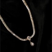 人鱼小姐 水晶 锆石项链珍珠锁骨链小众设计简约闺蜜礼物女2023夏