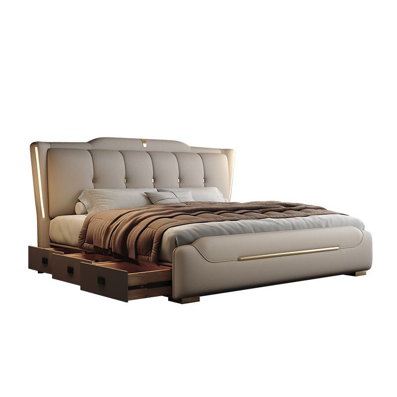 皮床主卧高端大气现代简约2024新款大床2米x2米2储物双人皮艺婚床