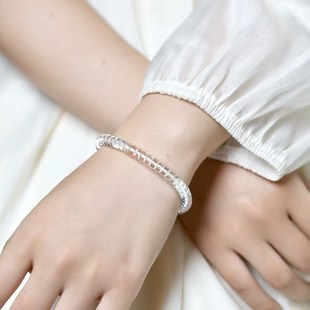 精美平替白水晶老型珠直切手链原石桶珠透明珠子散珠男女款手串