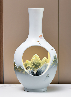 新中式国潮风花瓶流水摆件客厅玄关家居软装乔迁新居轻奢礼