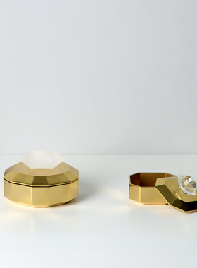 铜制带盖金色金属首饰盒现代轻奢样板房桌面装饰收纳盒梳妆台摆件