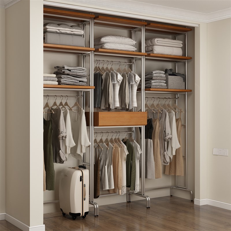金属衣柜全实木2025新款爆款卧室家用铁艺钢架结构转角定制衣帽间