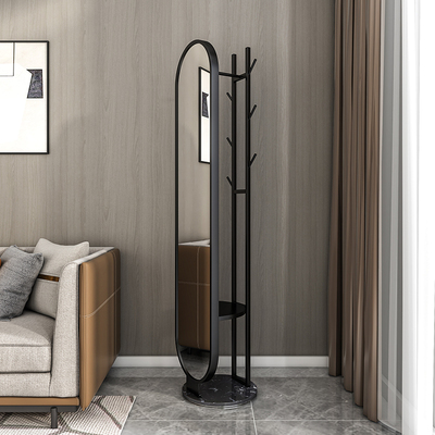 旋转全身镜落地式穿衣镜家用衣帽架镜子一体网红隐形试衣铁艺定制