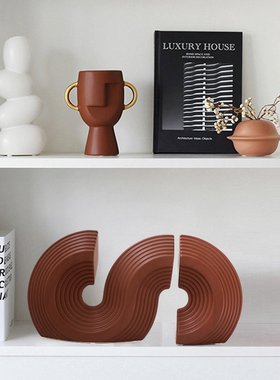 北欧现代简约S型陶瓷装饰摆件客厅博古架卧室电视柜书房软装摆设