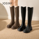 卓诗尼高筒女靴2025新款 冬季 英伦风长筒靴加绒厚底显高显瘦骑士靴