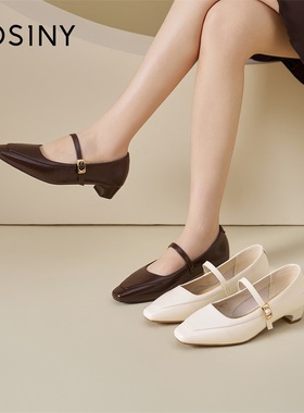 卓诗尼法式玛丽珍鞋女2026新款春季温柔白色晚晚鞋配裙子浅口单鞋
