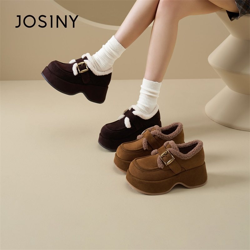 卓诗尼加绒乐福鞋2025冬季新款厚底增高勃肯棉鞋软底一脚蹬女单鞋,女鞋,勃肯鞋/软木鞋,淘宝优惠券,粉丝福利购,淘宝优惠卷