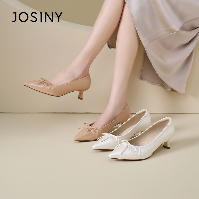 卓诗尼气质尖头浅口单鞋女2026春季新款蝴蝶结时尚百搭细跟高跟鞋,女鞋,浅口单鞋,淘宝优惠券,粉丝福利购,淘宝优惠卷