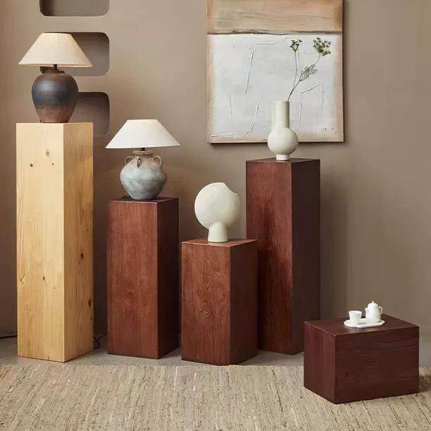 覆古木墩子原木实木实心根雕玄关花架服装展示台边角几增高底座架