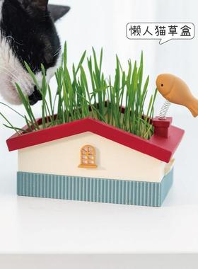 阿楹 艺术稀奇古怪小摆件猫草盆栽茶几餐桌玄关绿植水培萌粒造景