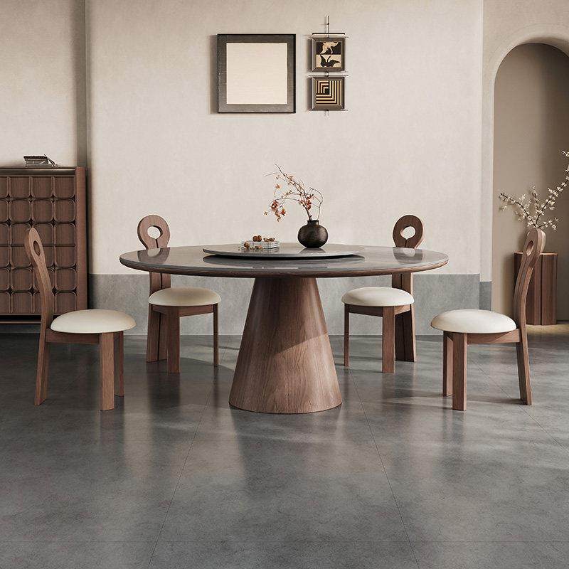 新款法式中古风实木餐桌椅组合圆形带转盘家用小户型轻奢岩板圆桌,住宅家具,岩板餐桌,淘宝优惠券,粉丝福利购,淘宝优惠卷