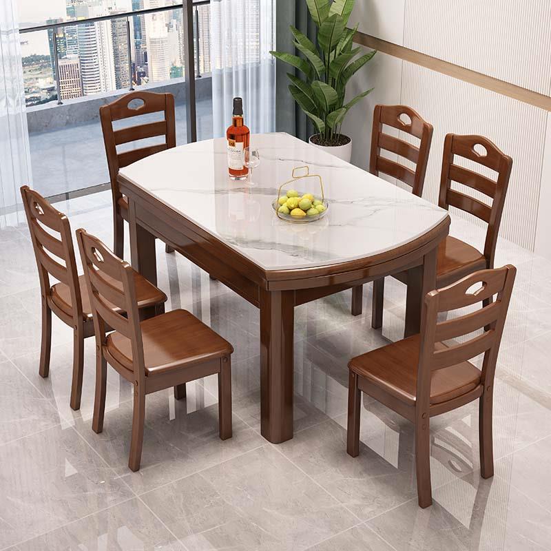 岩板餐桌椅2025新款现代简约伸缩实木餐桌家用小户型圆形吃饭桌子