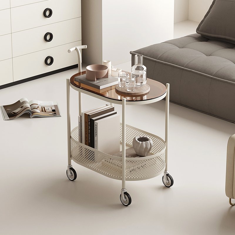 沙发边几可移动带轮设计师铁艺创意客厅小茶几现代轻奢高级感推车