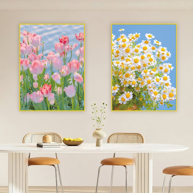 自粘墙贴画贴纸花卉假边框装饰画客厅卧室玄关餐厅墙面可定制壁画图片