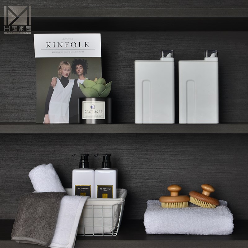 样板房软装展厅卫生间浴室摆件洗漱套装沐浴露毛巾组合托盘装饰品