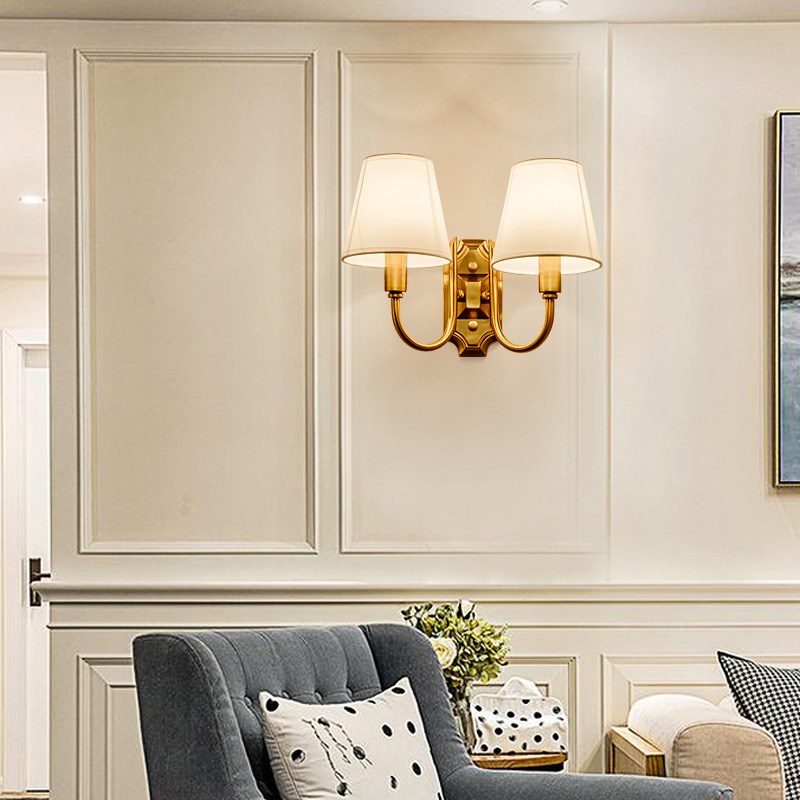 欧式房间壁灯双头卧室床头客厅电视背景墙L灯简欧酒店别墅装饰灯