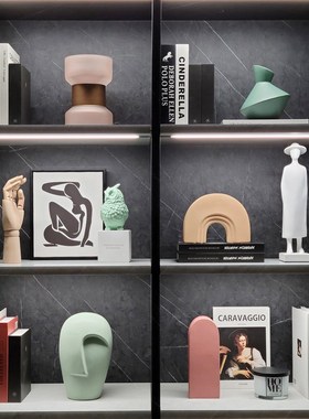 现代简约挂画样板间饰品组合客厅几何书柜软装陶瓷家居装饰柜摆件