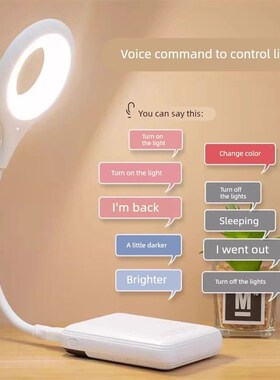 柔光卧室LED声控灯感应床头灯人工语音控制小夜灯智能USB插电台语