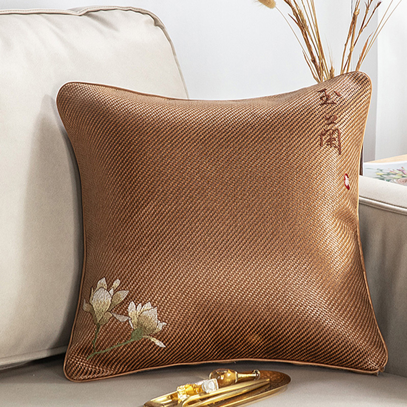 绣花夏天冰藤双面凉席抱枕套 夏季沙发凉席靠垫套 藤席靠背垫套子