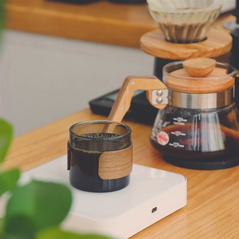 竹木杯套透明f黑色手冲咖啡杯 150ml小号日式手工品鉴杯 小容量