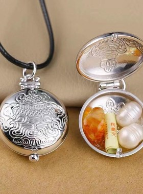 民族风复古精品嘎乌盒空心可打开装东西大K个银盒子吊坠银饰挂件