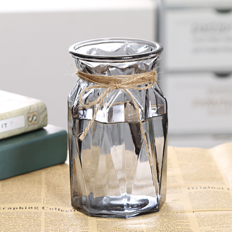 欧式简约水培玻璃花瓶透明u水养绿萝富贵竹植物花盆客厅插花瓶摆