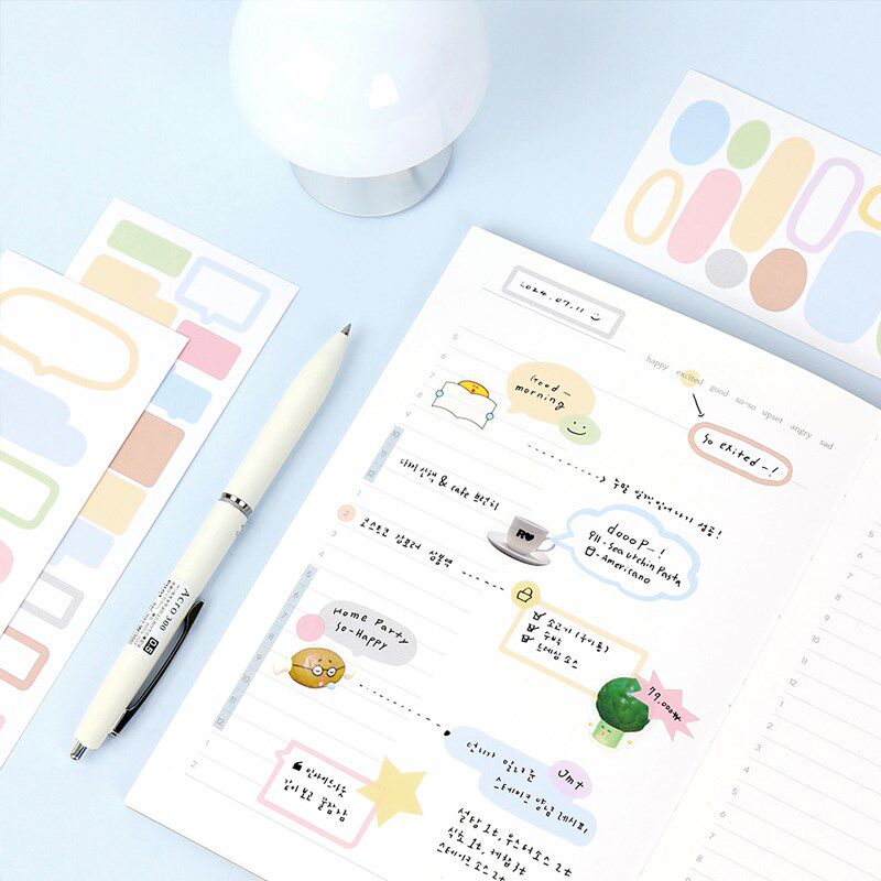 韩国wannathis彩色朦胧气泡留言框纸质贴纸DIY手帐日记本装饰贴画