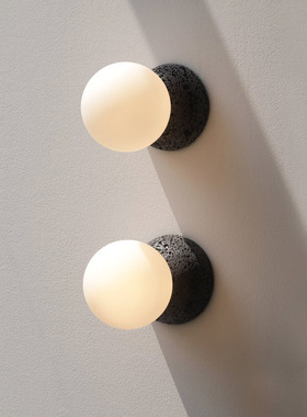 Origo极简水磨石诧寂风客厅背景墙过道玄关北欧圆球卧室床头壁灯