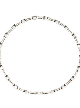 磨砂刻字粗方扣项链  钛钢拉丝竹节链男士街头风潮牌时尚礼品配饰