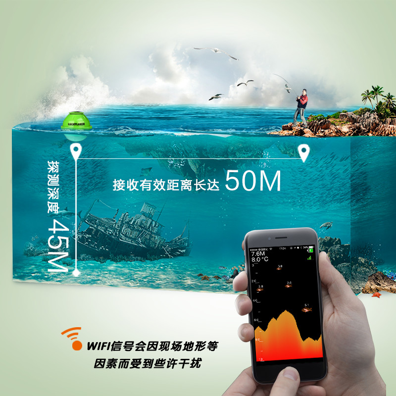 乐琦探鱼器连手机可视高清钓鱼无线超声波声纳神器水底找鱼器垂钓