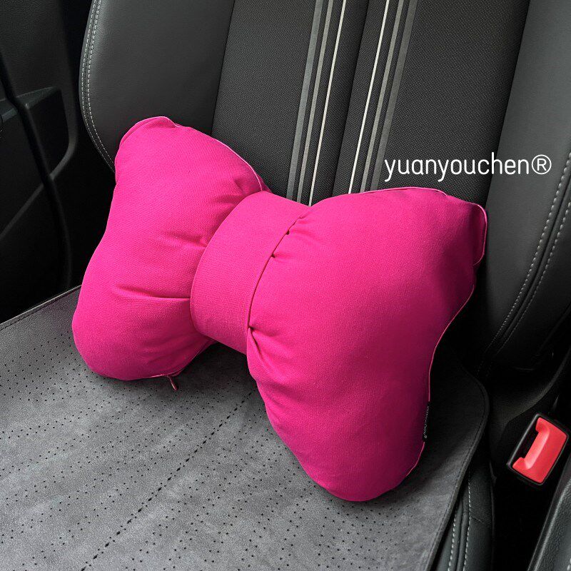 甜菜根紫色全棉飘带汽车颈枕腰靠安全带护肩汽车头枕